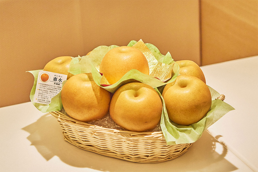 贈答用の特別包装。1階のフルーツ店では1個からでも購入可能で、中玉は860円、大玉は1250円(いずれも税込)。