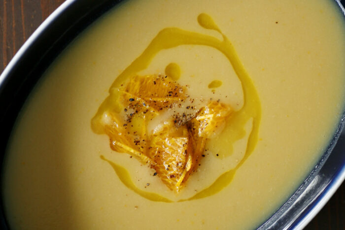 甘酸っぱくさらっとした口当たり「オレンジとサツマイモのスープ」