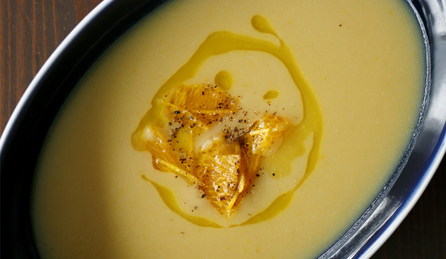 甘酸っぱくさらっとした口当たり「オレンジとサツマイモのスープ」