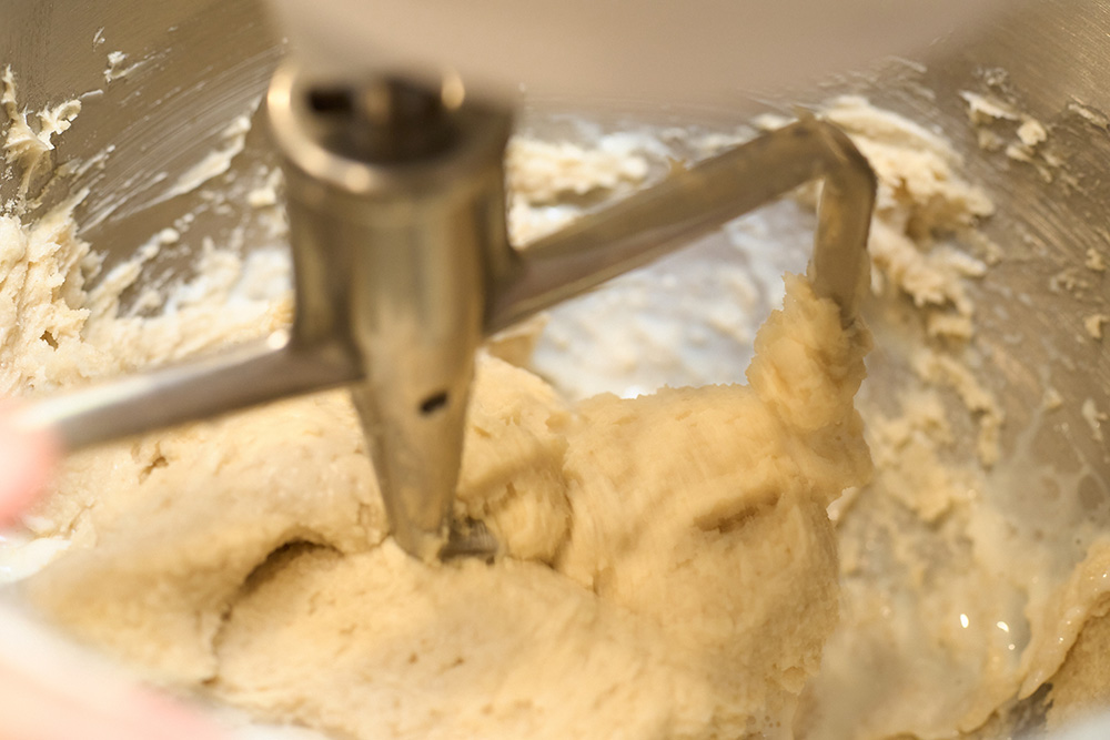 ［４］豆乳を２回に分けて投入