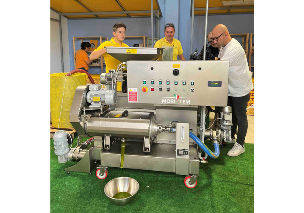 オリーブの搾油実演